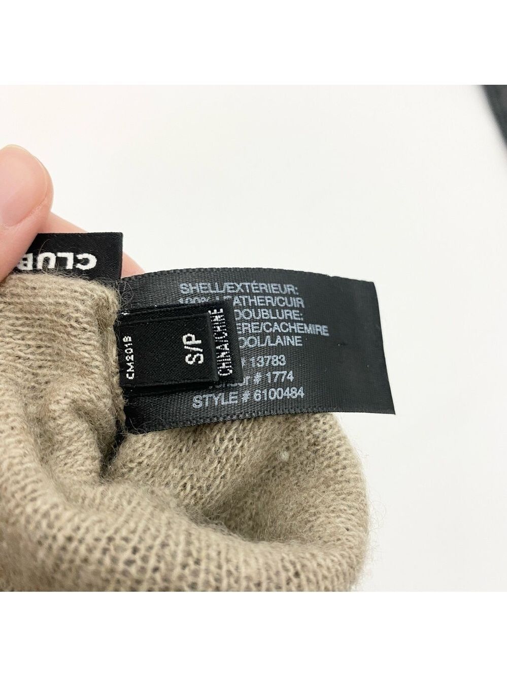Club Monaco Black Long Leather Gloves Cashmere Lined Sz S - Picture 6 of 8